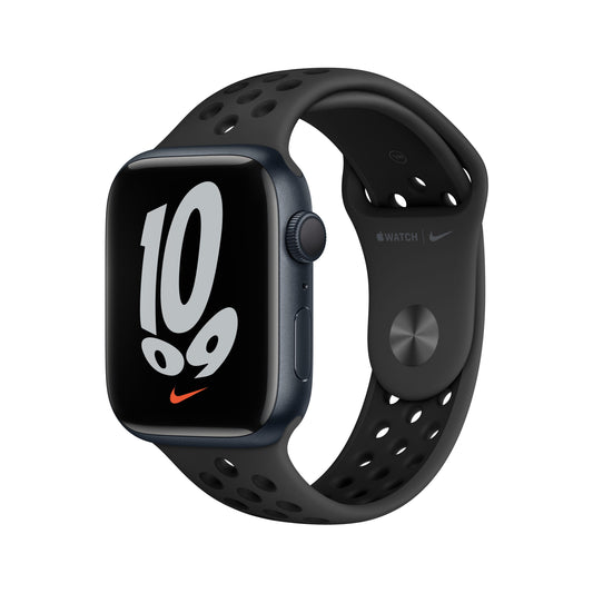 Apple Watch Nike Series 7 (GPS) - Caja de aluminio en color medianoche de 45 mm - Correa Nike Sport antracita/negra - Talla única