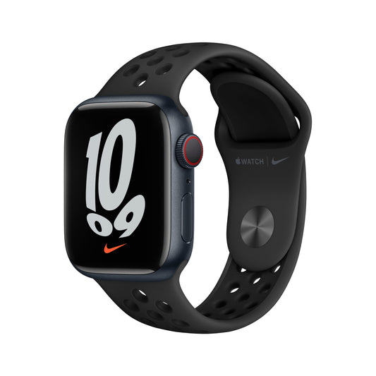 Apple Watch Nike Series 7 (GPS + Cellular) - Caja de aluminio en color medianoche de 41 mm - Correa Nike Sport antracita/negra - Talla única
