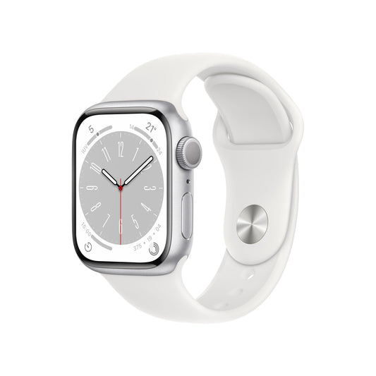Apple Watch Series 8 (GPS) - Caja de aluminio en plata de 41 mm - Correa deportiva blanca - Talla única