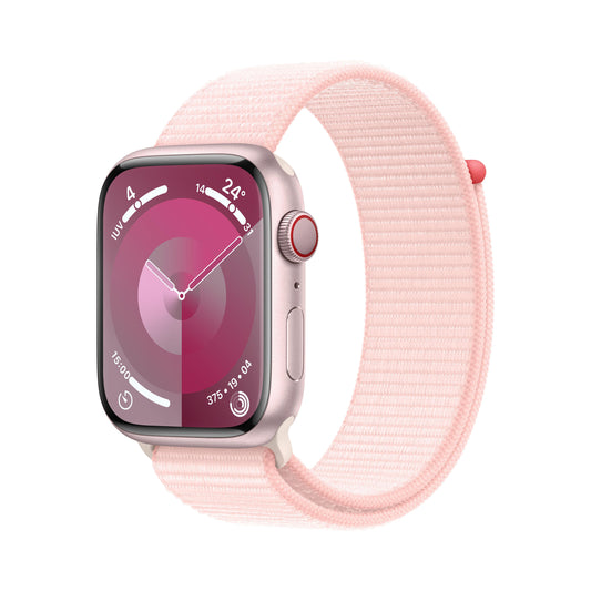 Apple Watch Series 9 (GPS + Cellular) - Caja de aluminio en rosa de 45 mm - Correa Loop deportiva rosa claro