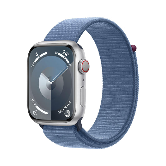 Apple Watch Series 9 (GPS + Cellular) - Caja de aluminio en plata de 45 mm - Correa Loop deportiva azul invierno