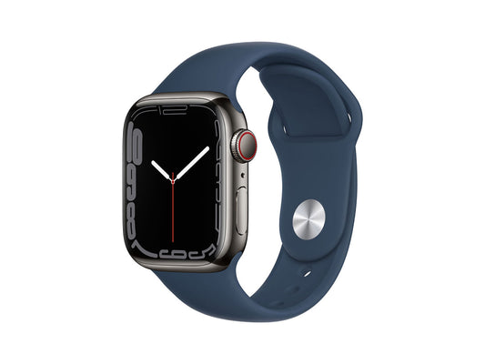 Caja de acero inoxidable Apple Watch Series 7 con correa deportiva azul abismo - Regular