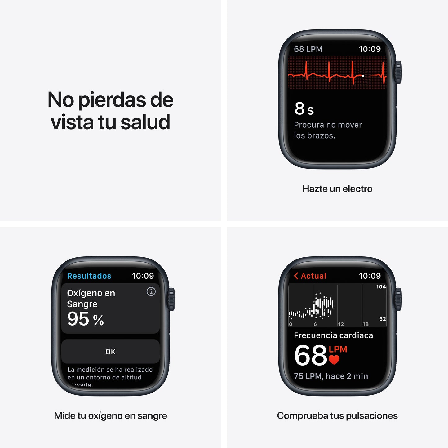 Apple Watch Nike Series 7 (GPS) - Caja de aluminio en color medianoche de 45 mm - Correa Nike Sport antracita/negro - Talla única