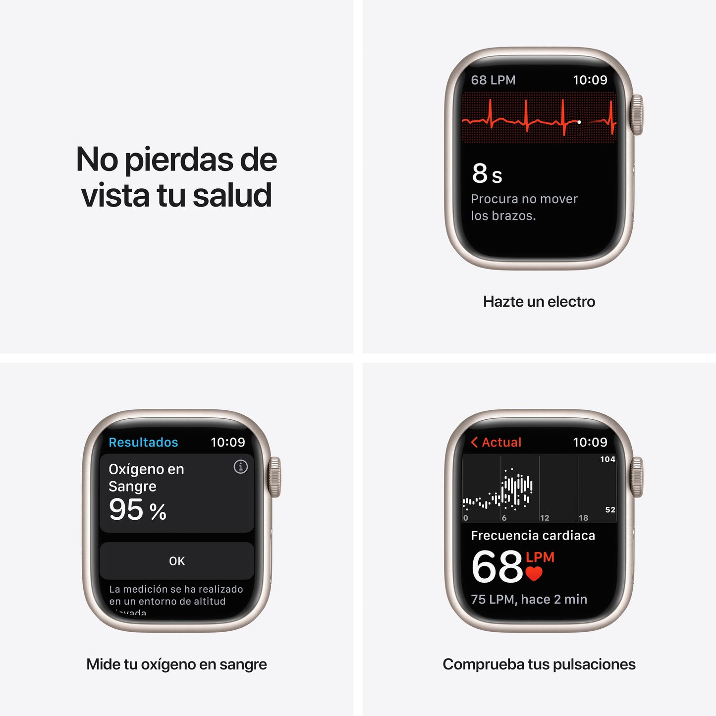 Apple Watch Nike Series 7 (GPS + Cellular) - Caja de aluminio en blanco estrella de 41 mm - Correa Nike Sport platino puro/negro - Talla única
