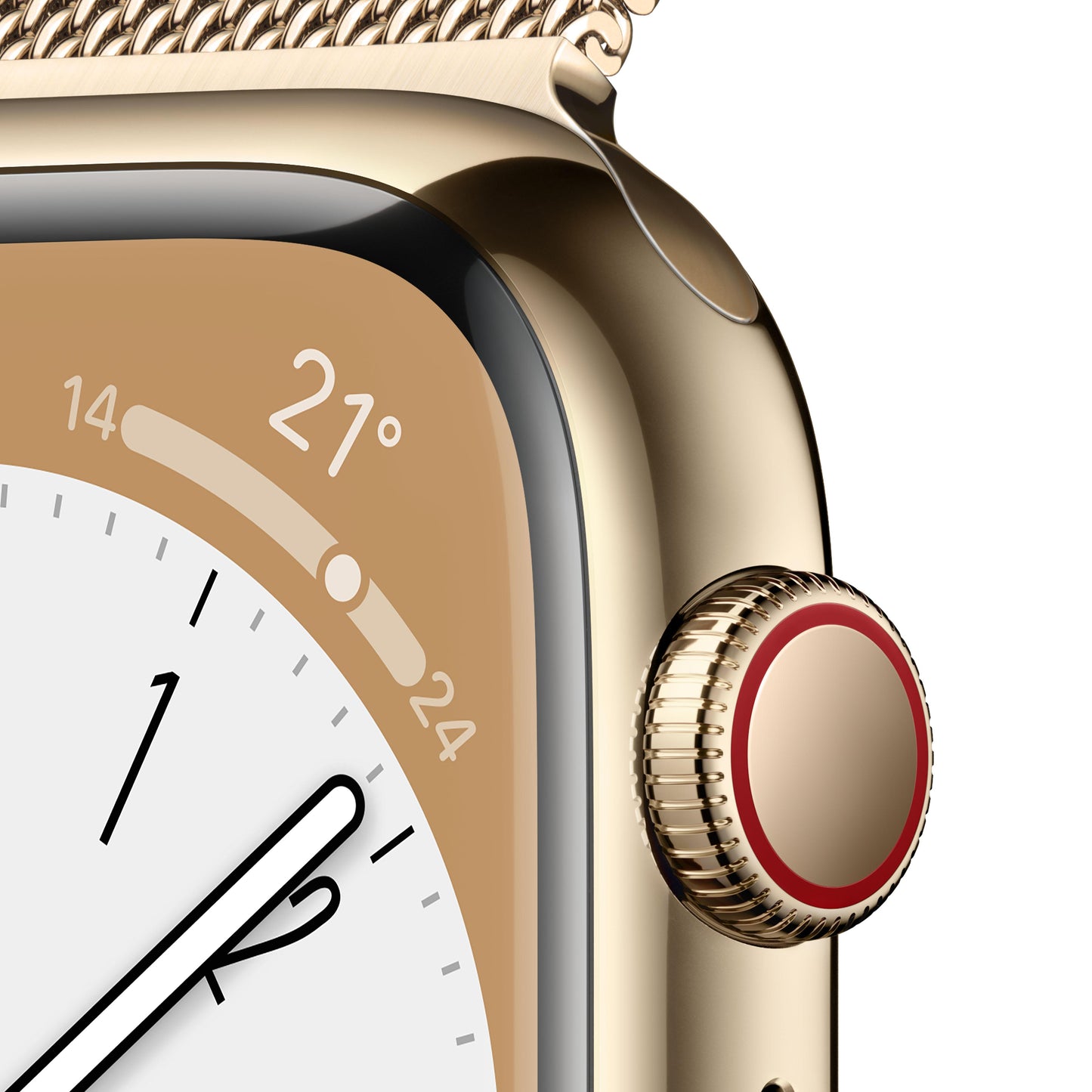 Apple Watch Series 8 (GPS + Cellular) - Caja de acero inoxidable en oro de 41 mm - Pulsera Milanese Loop en oro