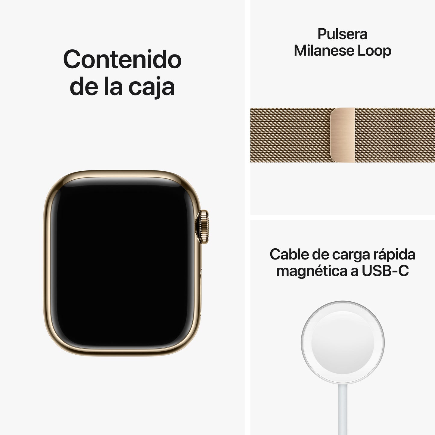 Apple Watch Series 8 (GPS + Cellular) - Caja de acero inoxidable en oro de 41 mm - Pulsera Milanese Loop en oro