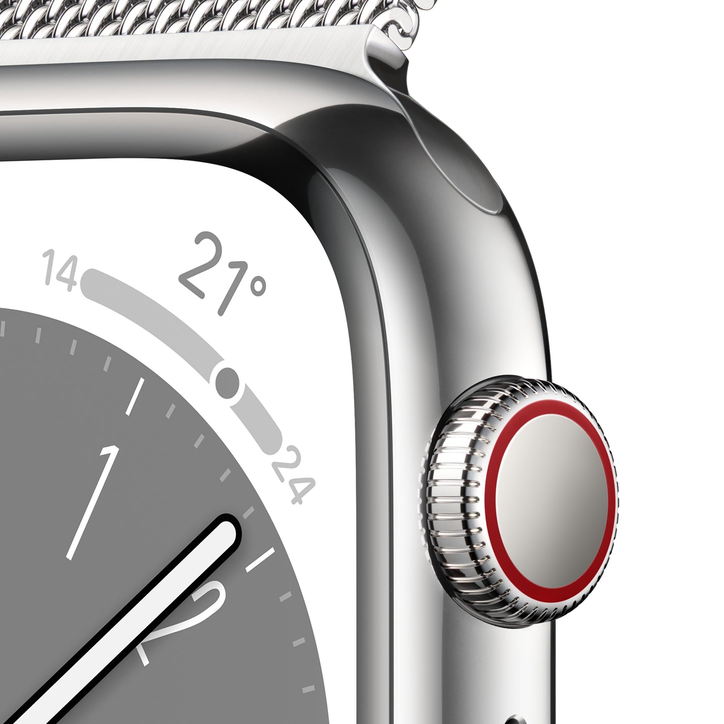Apple Watch Series 8 (GPS + Cellular) - Caja de acero inoxidable en plata de 45 mm - Pulsera Milanese Loop en plata