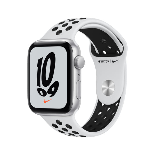 Apple Watch Nike SE (GPS) - Caja de aluminio en plata de 44 mm - Correa Nike Sport platino puro/negro - Talla única