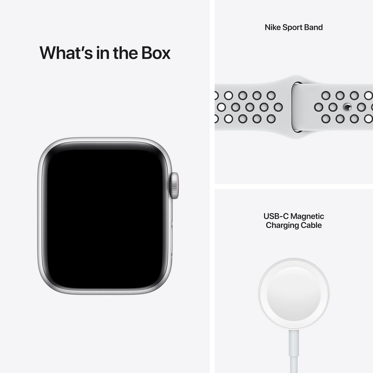 Apple Watch Nike SE (GPS + Cellular) - Caja de aluminio en plata de 44 mm - Correa Nike Sport platino puro/negra - Talla única