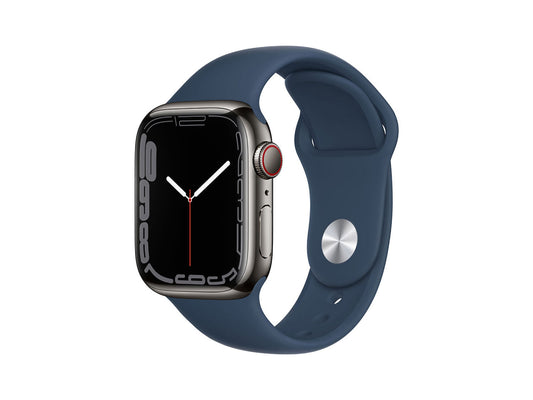 Apple Watch Series 7 Stainless Steel Case with Abyss Blue Sport Band - Regular