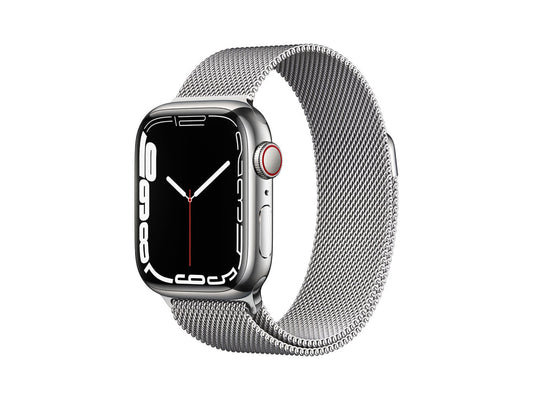 Apple Watch Series 7 Stainless Steel Case with Silver Milanese Loop