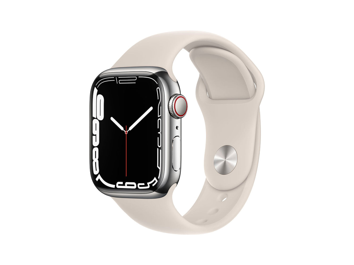 Caja de acero inoxidable Apple Watch Series 7 con correa deportiva Starlight - Regular
